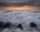USA, New Jersey, Wildwood. Stormy sunrise on beach and ocean. Art Print